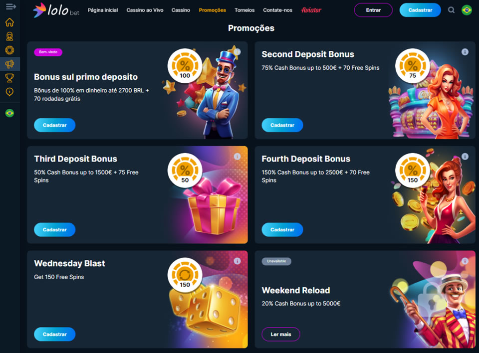 Na seção de jogos de cassino online você encontrará um catálogo de mais de 5.000 jogos, incluindo vários slots, jogos crash, criptomoedas, minas, jogos perde-perde. Esses jogos são desenvolvidos pelos melhores fornecedores da atualidade, garantindo uma experiência de jogo envolvente, inovadora e segura para os usuários da plataforma.